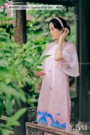 AD0091 - Áo dài Organza Khuê Văn - Hồng - Freesize (Chỉ lớp ngoài)