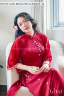 AD0140 - Áo dài Bách Hoa Thêu tay Hương Lài - Đỏ