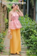 AY0014 - Áo yếm xòe Organza Hoa Niên Ca - Hồng