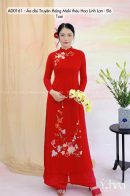 AD0161 - Áo dài Truyền thống Maki thêu Hoa Linh Lan - Đỏ Tươi