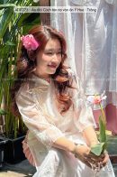 AD0225 - Áo dài Cách tân nơ thêu hoa Ý Hoa - Trắng