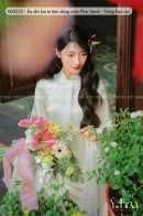 AD0235 - Áo dài lụa tơ tằm dáng suôn Phúc Hạnh - Trắng hoa cúc