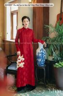 AD0233 - Áo dài lụa tơ tằm tay chẽn Phúc Châu - Đỏ ổ sen