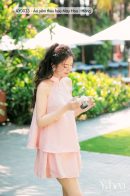 AY0033 - Áo yếm thêu hoa Mây Hoa - Hồng