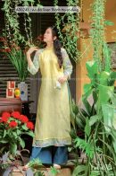 AD0241 - Áo dài linen Thanh Hạ cổ đứng