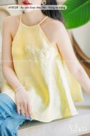 AY0028 - Áo yếm linen Mây Mơ - Vàng nơ trắng