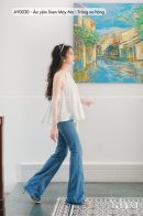 AY0030 - Áo yếm linen Mây Mơ - Trắng nơ hồng