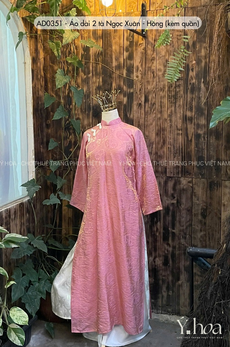 AD0351 - Áo dài 2 tà Ngọc Xuân - Hồng (kèm quần)